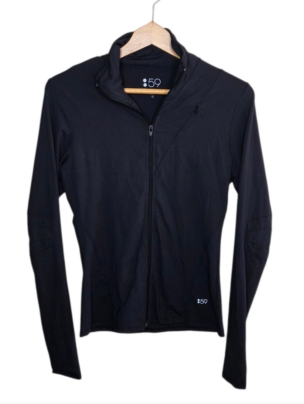 Splits 59 Black Full Zip Fitted Athletic Workout Jacket Elbow Detail Size Small